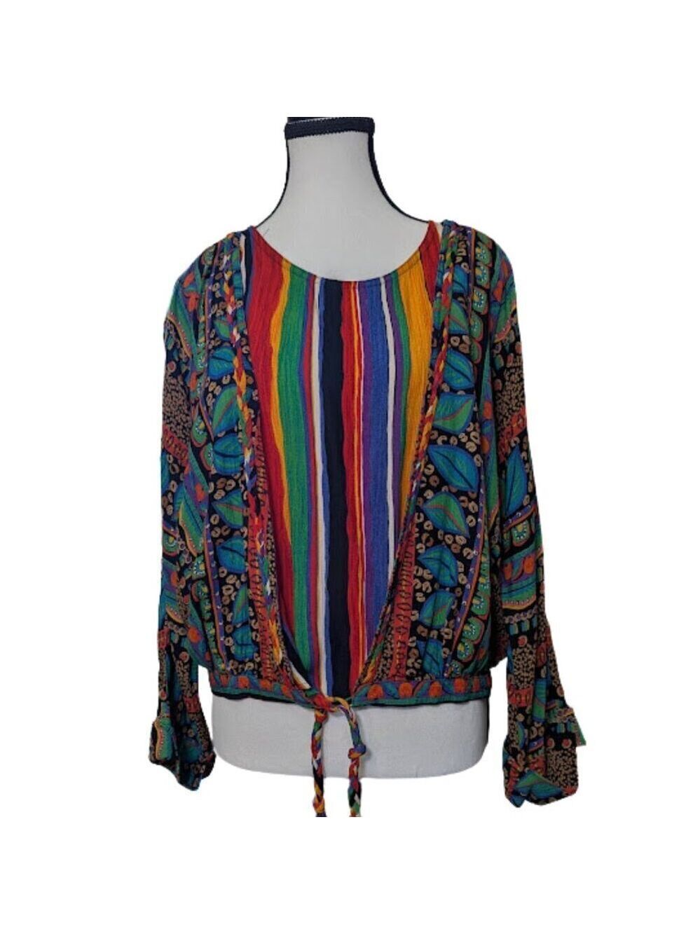 Vintage Carole Little Multicolor Combo Top & Jacket — Abstract Crinkle Women's L